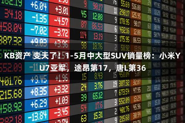KB资产 变天了！1-5月中大型SUV销量榜：小米YU7亚军，途昂第17，唐L第36
