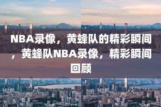 NBA录像，黄蜂队的精彩瞬间，黄蜂队NBA录像，精彩瞬间回顾