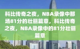 科比传奇之夜，NBA录像中那场81分的壮丽篇章，科比传奇之夜，NBA录像中的81分壮丽篇章