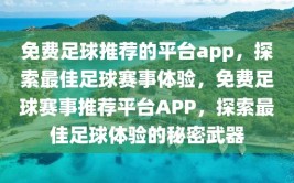 免费足球推荐的平台app，探索最佳足球赛事体验，免费足球赛事推荐平台APP，探索最佳足球体验的秘密武器